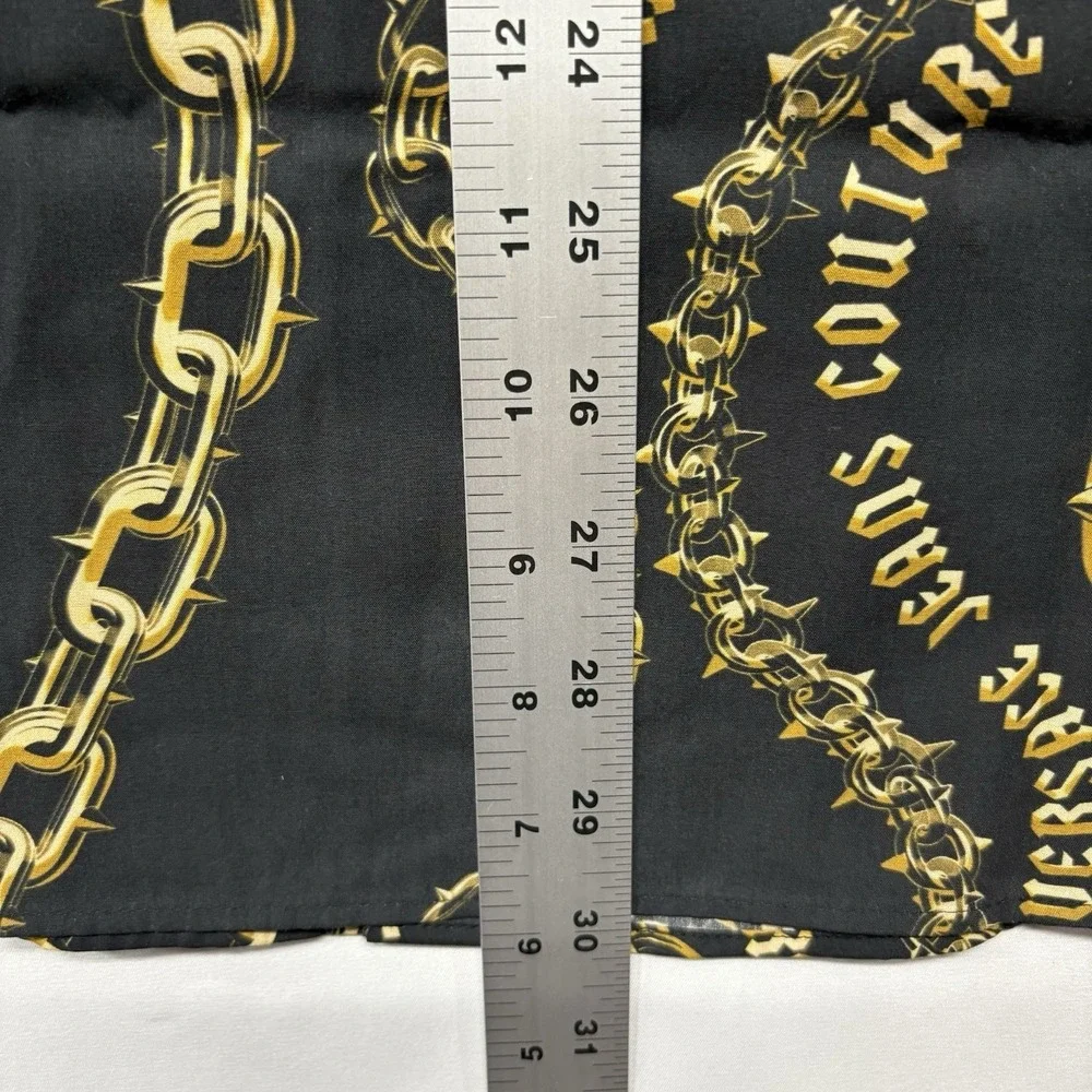 Versace Jeans Couture Long Sleeve Shirt‎ Mens XL 46US Chain Logo Black Gold NWT